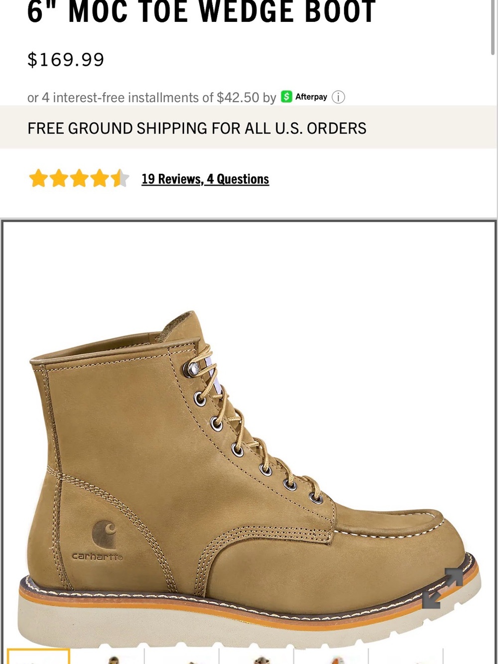 Carhartt Women's 6" Moc Toe Wedge Boot in Tan